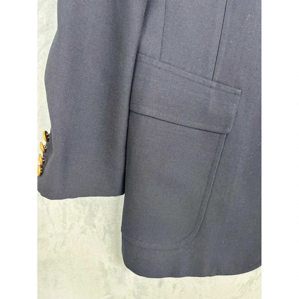 Chaps Ralph Lauren Mens Navy Blue 42R Blazer Gold Crest Buttons Hopsack Jacket